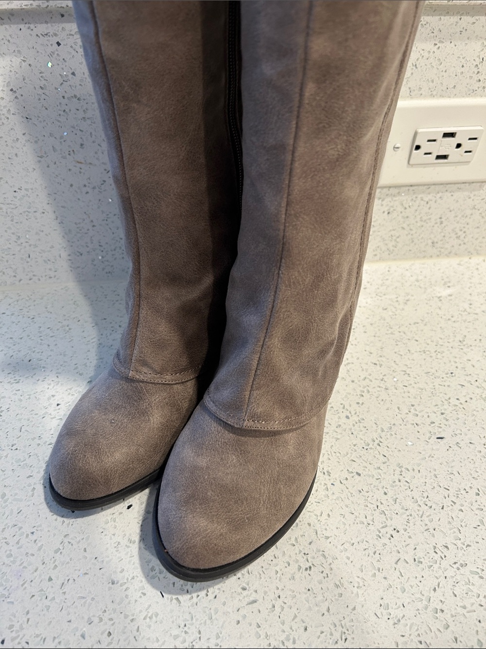 Fergalicious Taupe Over-the-Knee Suede Boots - Picture 3 of 3